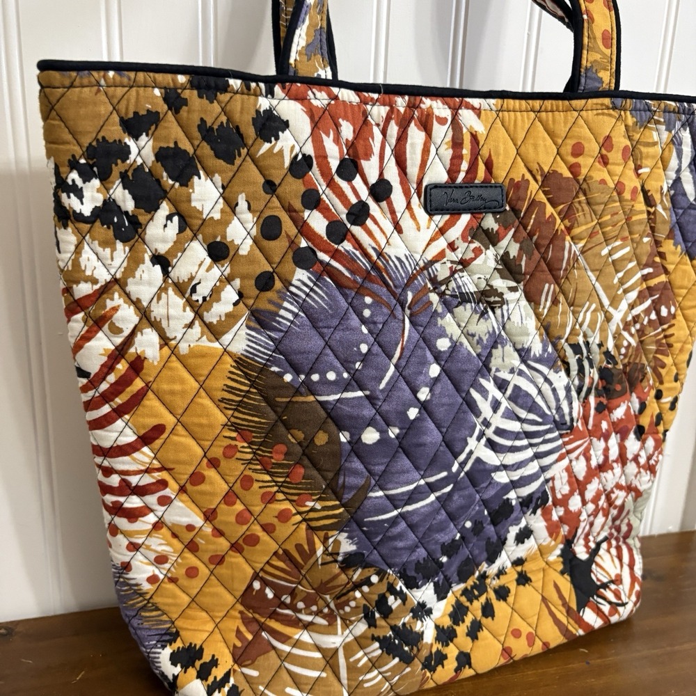 Vera Bradley Painted Feathers Tote Shoulder Bag Retired Pattern EUC